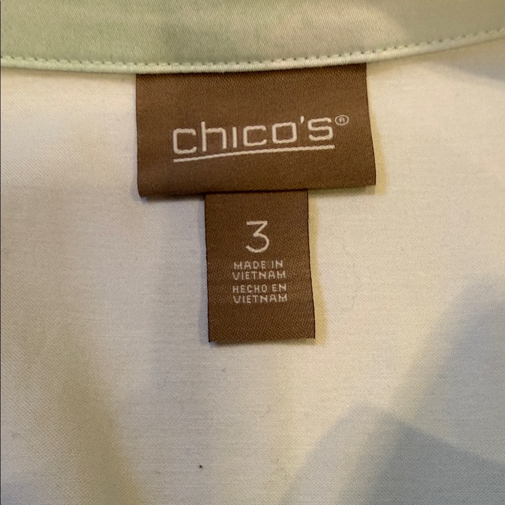 Chico's Light Blue Leaf (Tropical) Pattern Lightw… - image 4